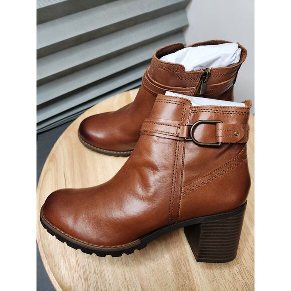 Clarks Leda Strap Heeled Boots | Women’s Size 10 / EU 41.5 | Mahogany | Zip-Up - Picture 1 of 10